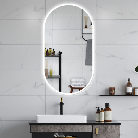 Aica Specchio da bagno 80 x 60 cm, dimmerabile，interruttore touch， Funzione Memoria, antiappannamento