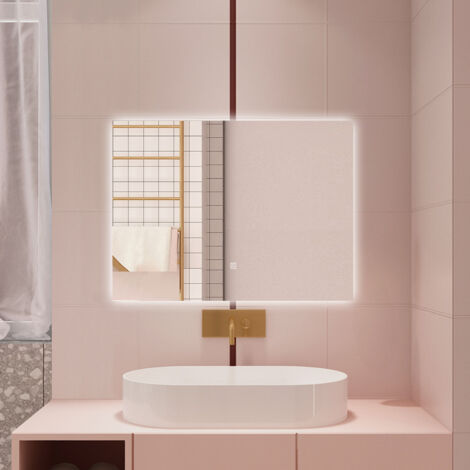 AICA SPECCHIO DA BAGNO CON LED, 100X60CM, DISAPPANNAMENTO, FUNZIONE MEMORIA, INFINITAMENTE DIMMERABILE