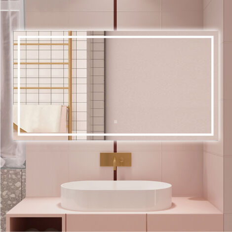 AICA SPECCHIO DA BAGNO RETTANGOLARE DA 70X50CM CON LED, ANTIAPPANNAMENTO, 3 TEMPERATURE COLORE