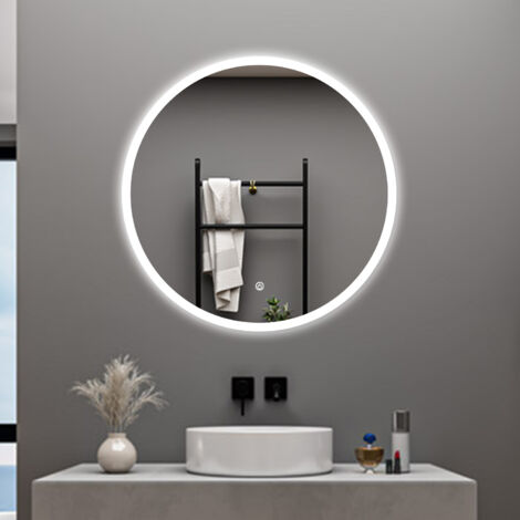 AICA SPECCHIO DA BAGNO ROTONDO DA 70CM CON LED, ANTIAPPANNAMENTO, 3 TEMPERATURE COLORE