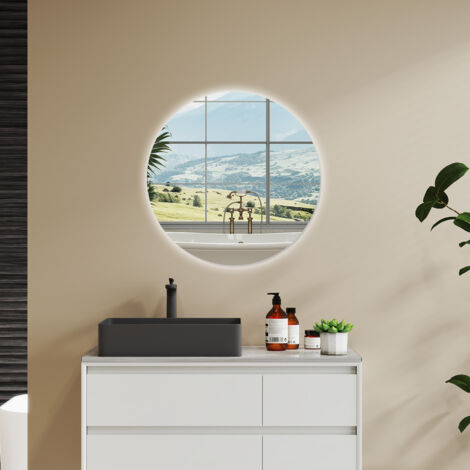 AICA SPECCHIO DA BAGNO ROTONDO DA 90CM CON LED, ANTIAPPANNAMENTO, 3 TEMPERATURE COLORE, RETROILLUMINATO