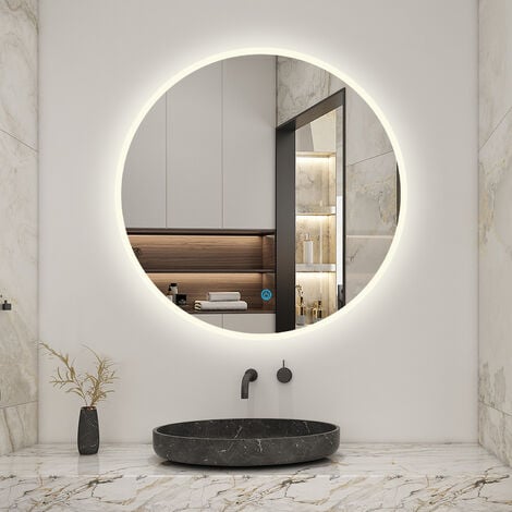 AICA Specchio Rotondo Illuminato a LED, Specchio da Parete da Bagno Rotondo 100 x 100 cm, Specchio da trucco, Anti nebbia, Dimmerabile 3000K-6500K, Funzione di Memoria, IP44 impermeabile