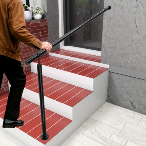 AICA SANITAIRE AICA Stainless steel handrail Stair Railing Fit 1 to 4 Steps Adjustable Handrail, 120cm, Black, suitable for Indoor & Outdoor