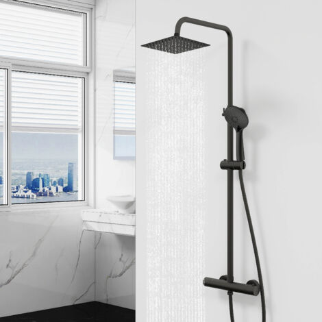 AICA Thermostatic Exposed Shower Bar Mixer Twin Head Square Set Bathroom Twin Head