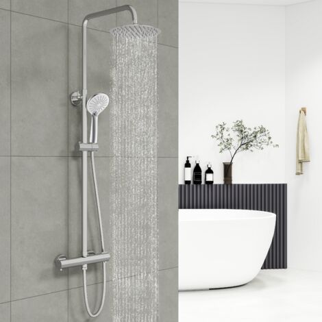 AICA Thermostatic Mixer Shower Set Round Twin Head Exposed Valve