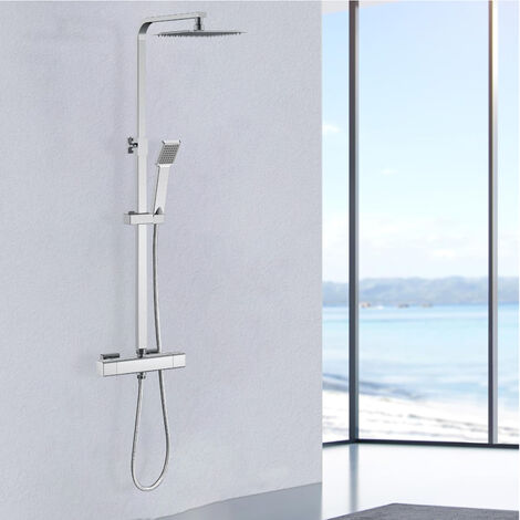 AICA Thermostatic mixer shower Square Adjustable Cool Touch Twin Head Kit