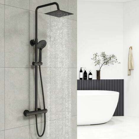 AICA Thermostatic Square Mixer Shower With Head Handset Bathroom Set