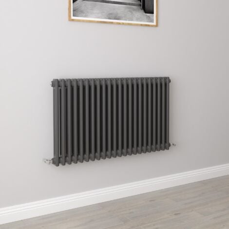 AICA Traditional Radiator Central Heating Cast Iron Style 2 Column Horizontal 600x1010mm Anthracite