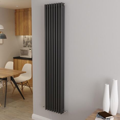AICA Traditional Radiator Central Heating Cast Iron Style 3 Column Vertical 1800x380mm Anthracite