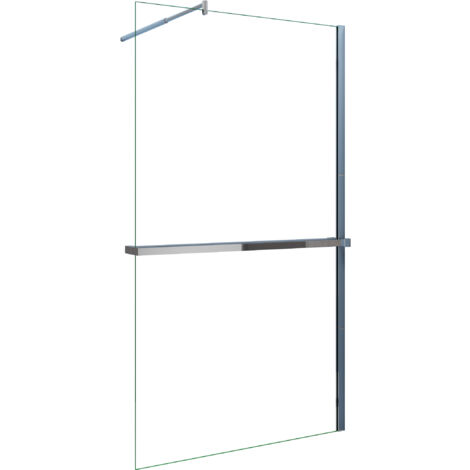 AICA Walk in Duschwand 100x200cm 8mm NANO ESG-Glas mit 100cm Duschregal Handtuchhalter Duschtrennwand mit 70-120cm Stabilisator F123