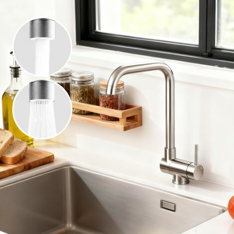 AICA Wasserhahn Doppelfunktion 360° Drehbare Kippbare Gebürstet Küchenarmatur mit 304 Edelstahl und Keramikventil Mischbatterie