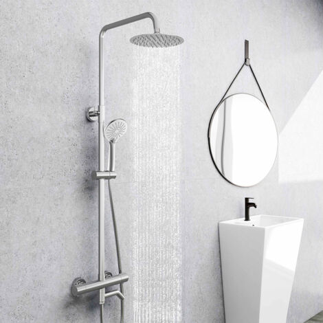 Colonna Doccia Termostatica AICA Nera - Soffione Quadrato 20x20cm, Doccetta, Regolabile In Altezza - Foto 8