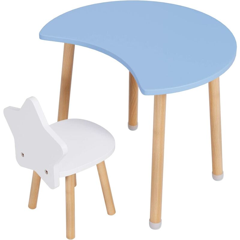 Ensemble Table et Chaise Set 1 Table Petit Bureau et Chaise Mobilier en Bois 60x60x50cm (Bleu) - Aicok