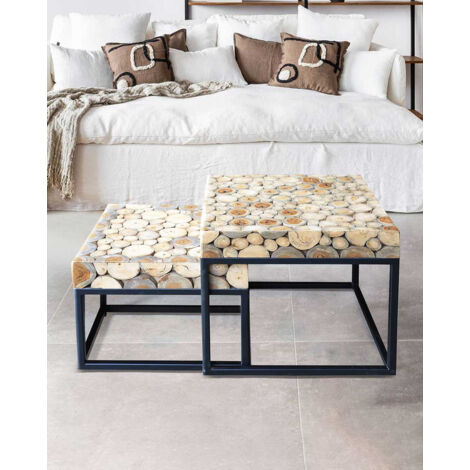 Aïda - Table basse carrée gigogne en teck