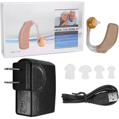 Aide auditive invisible pour seniors avec réduction du bruit - Amplificateur sonore léger 100-240V (prise US)
