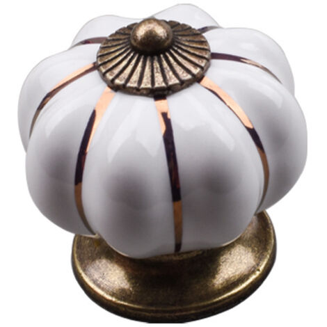 AIDUCHO 1 Pcs Boutons Vintage De Citrouille En Céramique 40x40mm(Diamètre x Hauteur) , Poignee De Meuble Antique, Boutons De Portes Tiroirs Poignée De Traction Avec Vis Pour Cuisine Placard, Commode,