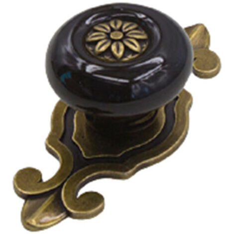 AIDUCHO 10 Pièces Poignée En Céramique Poignée De Porte Vintage Poignée D'armoire Classique Poignée De Tiroir Pour Cuisine Salon Chambre, Avec Vis De 2.5cm, Noir