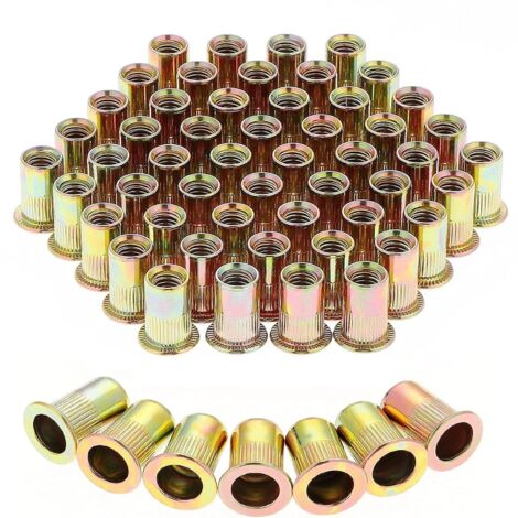 AIDUCHO 100pcs Écrou De Rivet M8 En Acier Au Carbone Et Plaqué Au Zinc Insers Fileté Ecrou Tête Ecrou