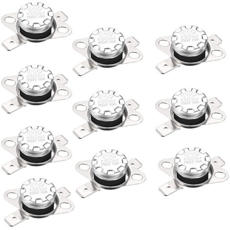 AIDUCHO 10pcs KSD301 Thermostat Interrupteur Contrôle Thermique À Réarmement Automatique 250V 10A Normalement Ouvert N.O Ajuster Snap Interrupteur Température À Disque Bimétallique Pour Appareils Élec