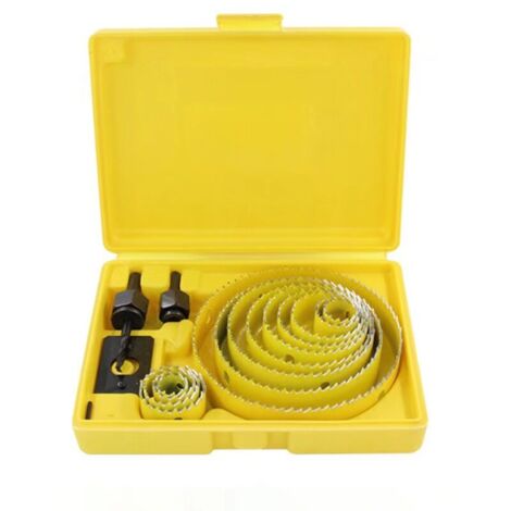AIDUCHO 13pcs Kit Scies Cloches En Acier Carbone, Scie Cloche Reglable, Embout Scie Cloche Bois Pour Boiset Plaques De Plâtre 19 À 127 Mm , Jaune