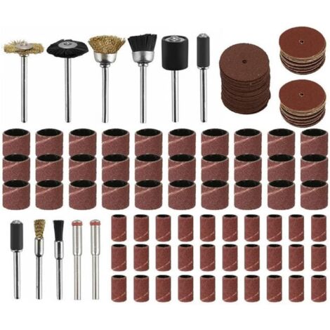 AIDUCHO 150pcs bande de ponçage manchon de tambour 60/120/240 grains / laiton fil d'acier brosse de roue polissage nettoyage outil rotatif / disques abrasifs