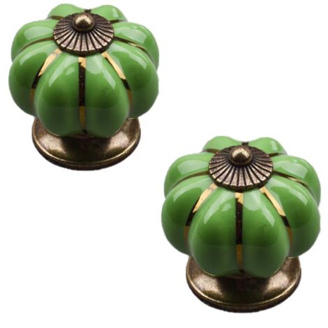 AIDUCHO 2 Pcs Boutons Vintage De Citrouille En Céramique 40x40mm(Diamètre x Hauteur) , Poignee De Meuble Antique, Boutons De Portes Tiroirs Poignée De Traction Avec Vis Pour Cuisine Placard, Commode,