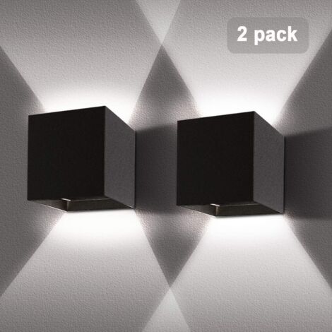 AIDUCHO 2 Pièces Applique Murale Interieur/Exterieur 12w 6000-6500k Applique Murales Exterieur Angle De Faisceau Réglable Lampe Murale Etanche Ip65 - Noir