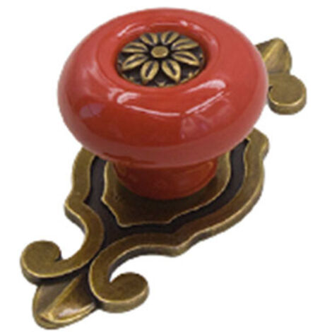 AIDUCHO 2 Pièces Poignée En Céramique Poignée De Porte Vintage Poignée D'armoire Classique Poignée De Tiroir Pour Cuisine Salon Chambre, Avec Vis De 2.5cm, Rouge