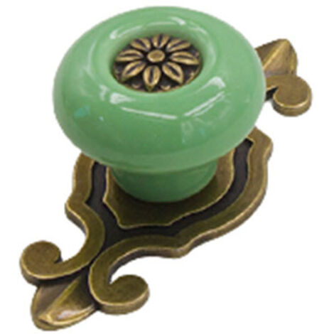 AIDUCHO 2 Pièces Poignée En Céramique Poignée De Porte Vintage Poignée D'armoire Classique Poignée De Tiroir Pour Cuisine Salon Chambre, Avec Vis De 2.5cm, Vert