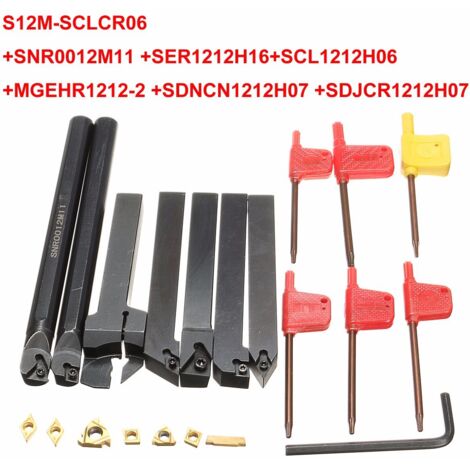 AIDUCHO 21pcs Porte-Outil De Tournage, Tournage En Carbure Multifonctionnel Support Alésoir Avec Inserts De Carbure, Pour Outil De Tour (12 Mm)