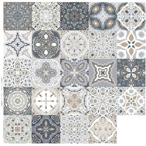 AIDUCHO 24 pièces Autocollants de Carreaux rétro marocain Style Auto-adhésif de Mosaïque carrelage Mural Sticker Autocollant de Carrelage Carreaux Bricolage pour Maison Salle Bains Cuisine (10x10cm/3.