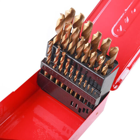 AIDUCHO 25 Pièces Foret Metal Hélicoïdaux, Ø 1-13 Mm Kit De Foret Bois, Meche A Bois, Coffret De Forets En Acier Rapide, Pour Perceuse Et Perceuse À Bois Or