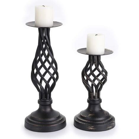 AIDUCHO 2pcs Bougeoir En Métal Vintage Support De Bougie Pilier Idéal Pour Les Bougies Led Chandelier Décoration