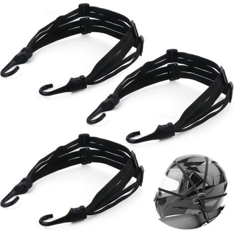 AIDUCHO 3 Sangle Bagage Elastique Avec Crochets Double,Ceinture De Sangle De Bagage Rétractable,Tendeurs Elastiqu En Nylon Noir Pour Vélo Casque De Moto Bagages Chariot Remorque Cargo(60-110cm)