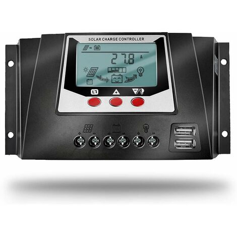 AIDUCHO 30A Régulateur de Charge Solaire 12V/24V avec Identification Automatique Intelligent Régulateur avec Écran LCD pour Batterie de Panneau Solaire - WP3024D