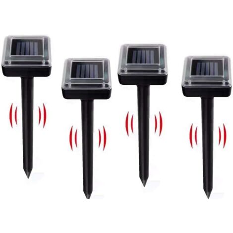 AIDUCHO 4 X Répulsif Solaire Contre Les Taupes,Solaire Souris Repeller,Repulsif Solaire Serpent,Répulsif Taupe Solaire À Ultrason,Chasse Taupe Solaire Intelligen,Pour Pelouse, Jardin,Parasites, Rongeu