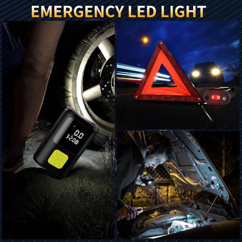 Aiducho - 4000 Mah Mini Pompe à Air Électrique Compresseur à Air Portatif Gonfleur Pneus sans Fil 150PSI avec écran lcd Numérique,Pompe à air