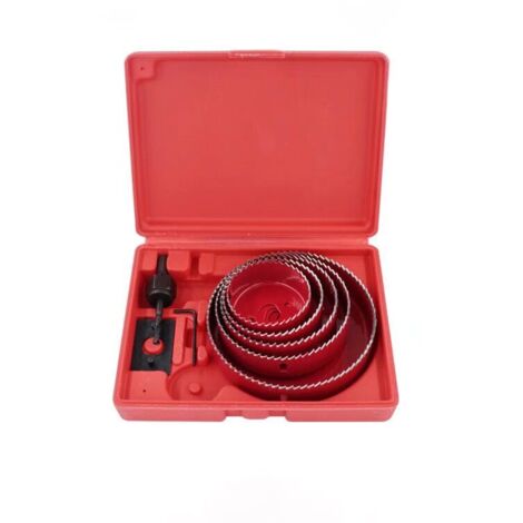 AIDUCHO 5 Pcs Kit Scies Cloches Bi-Métal En Acier Carbone 64-127mm Scie Cloche Coffret Pour Bois, Plaque De Plâtre Et Plaques De Plâtre(Rouge)