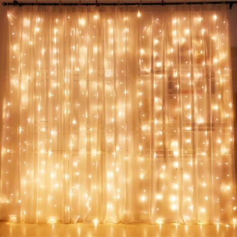 AIDUCHO 600 Led 6m X 3m Rideau Lumineux, Guirlande Lumineuse Rideau 8 Modes Imperméable Antigel Decoration De Fenêtre, Noël, Mariage, Anniversaire, Maison, Patio Intérieur Extérieur Blanc Chaude
