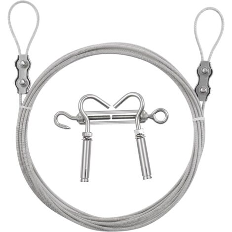 AIDUCHO 6m Φ3mm Câble En Acier Inoxydable Revêtu De Pvc Avec Tendeur Cable, Utilisé Pour Faire Corde En Acier Inoxydable À Suspendre Kit,Tirolienne Pour Jardin,Kit Plante Grimpante,Corde À Linge.