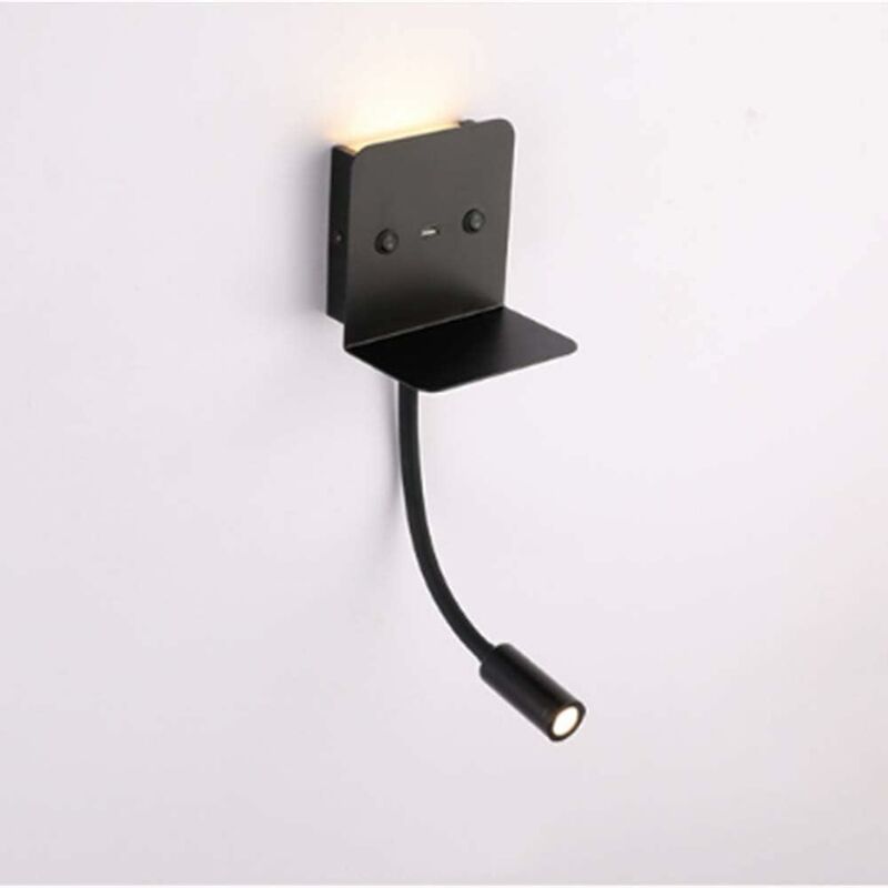 Aiducho - 6W LED Applique Lampe de lecture, Tube souple Liseuse avec interrupteur et interface USB Lampe de Mur, Lumière blanche chaude veilleuse