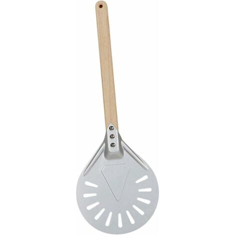 AIDUCHO 7/8/9 Pouces Perforé Pizza Tournant Peel,Pizza Pelle en Aluminium Manche en Bois Pelle À Pizza Paddle, Court Pizza Outil, Non Slip Poignée - 8 Pouces 40cm