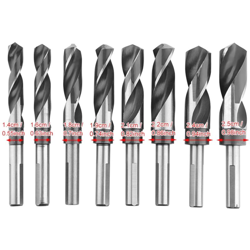 AIDUCHO 8 Pcs de Foret Hélicoïdal En Acier Trempé HSS 14mm 16mm 18mm 19mm 21mm 22mm 24mm 25mm