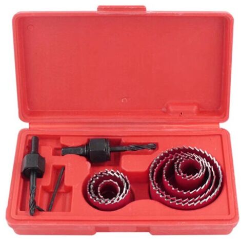AIDUCHO 8 Pcs Kit Scies Cloches Bi-Métal En Acier Carbone 19-64mm Scie Cloche Coffret Pour Bois, Plaque De Plâtre Et Plaques De Plâtre(Rouge)