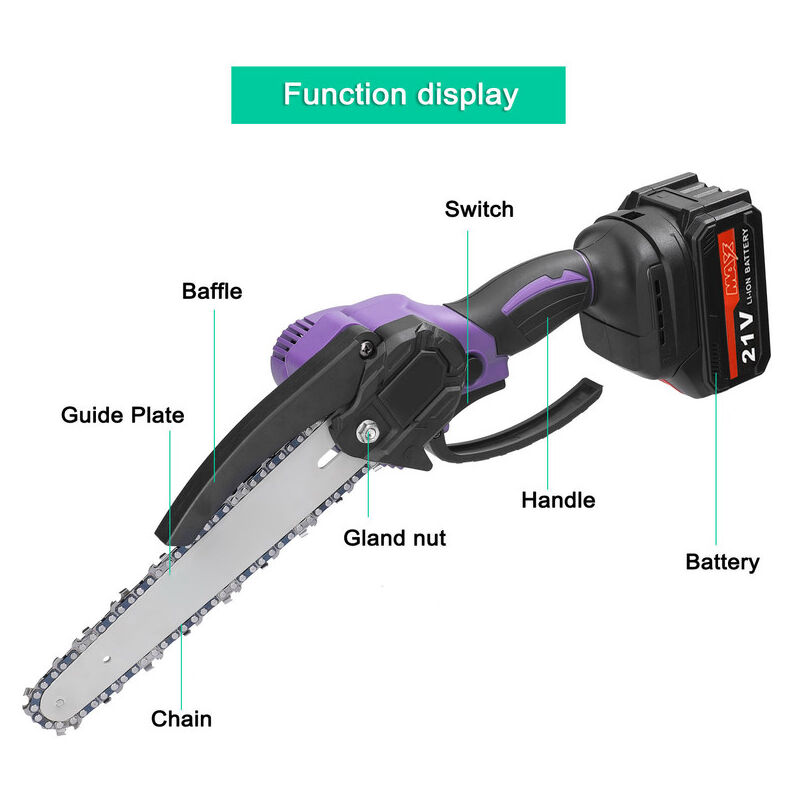 Aiducho - 8 Pouces Tronçonneuse à Batterie 21v, Tronçonneuse Électrique Sans Fil,1 Chaînes,Pour Couper Le Bois,Les Branches,L'élagage Des Jardins (2