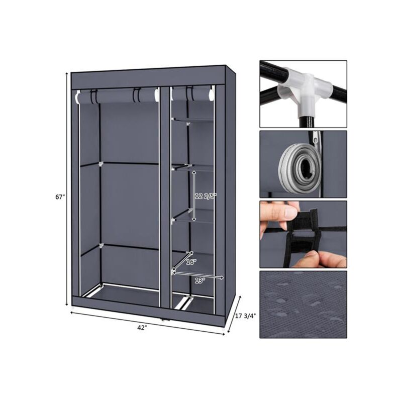 Armoire Chambre Armoire de Rangement Dressing Chambre Penderie Tissu Garde Robe Portable pour Chambre D'adulte 5 Couches 6 Cubes,110 x 45 x 175 cm,