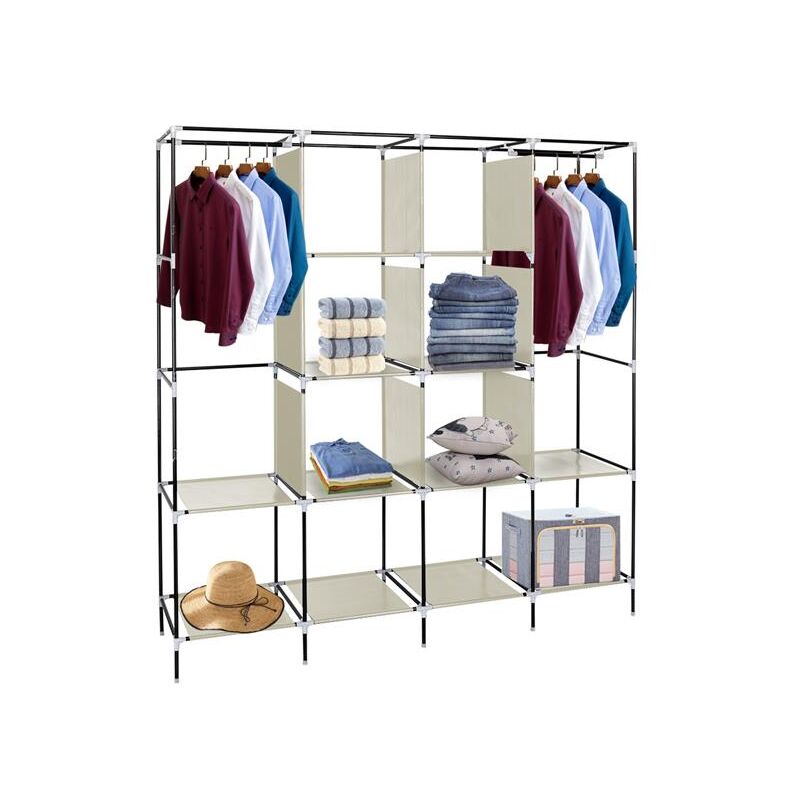 Aiducho - Armoire Chambre En Tissu Cadre En Métal Armoire De Rangement Portable Dressing Chambre Adulte Cloisons Mobiles Et Tringles Suspendues