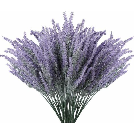 AIDUCHO Artificielle Fleurs De Lavande Faux Plantes Avec Faux Bouquet De Mariage En Plastique pour Centres De Table Maison Cuisine Jardin Ferme Décor 12 Pcs Violet