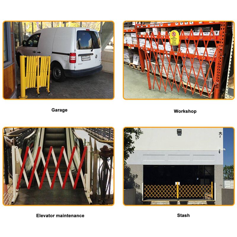 Barrière de sécurité extensible en métal, barrière de sécurité mobile pliable, clôture rétractable flexible pour allée de 130 pouces - Aiducho