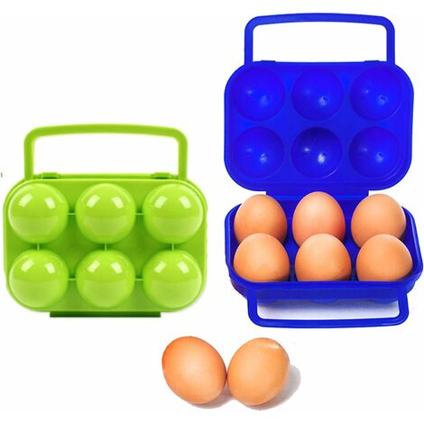 AIDUCHO Boîte à œufs en plastique portable 6 grilles Boîte de rangement pour œufs pliable Boîte à œufs de grande capacité Boîte de rangement pour support à œufs pour réfrigérateur et bac à légumes